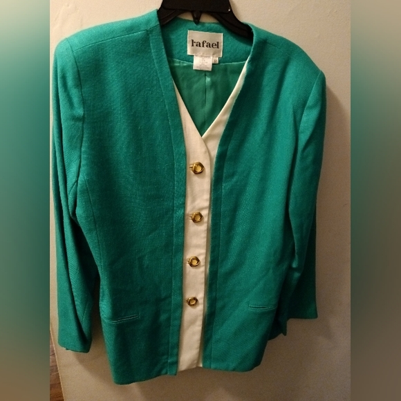 Rafael, *NWOT*, Women's,Blazer, Size 12, Color Green, Gold, White - Picture 2 of 3